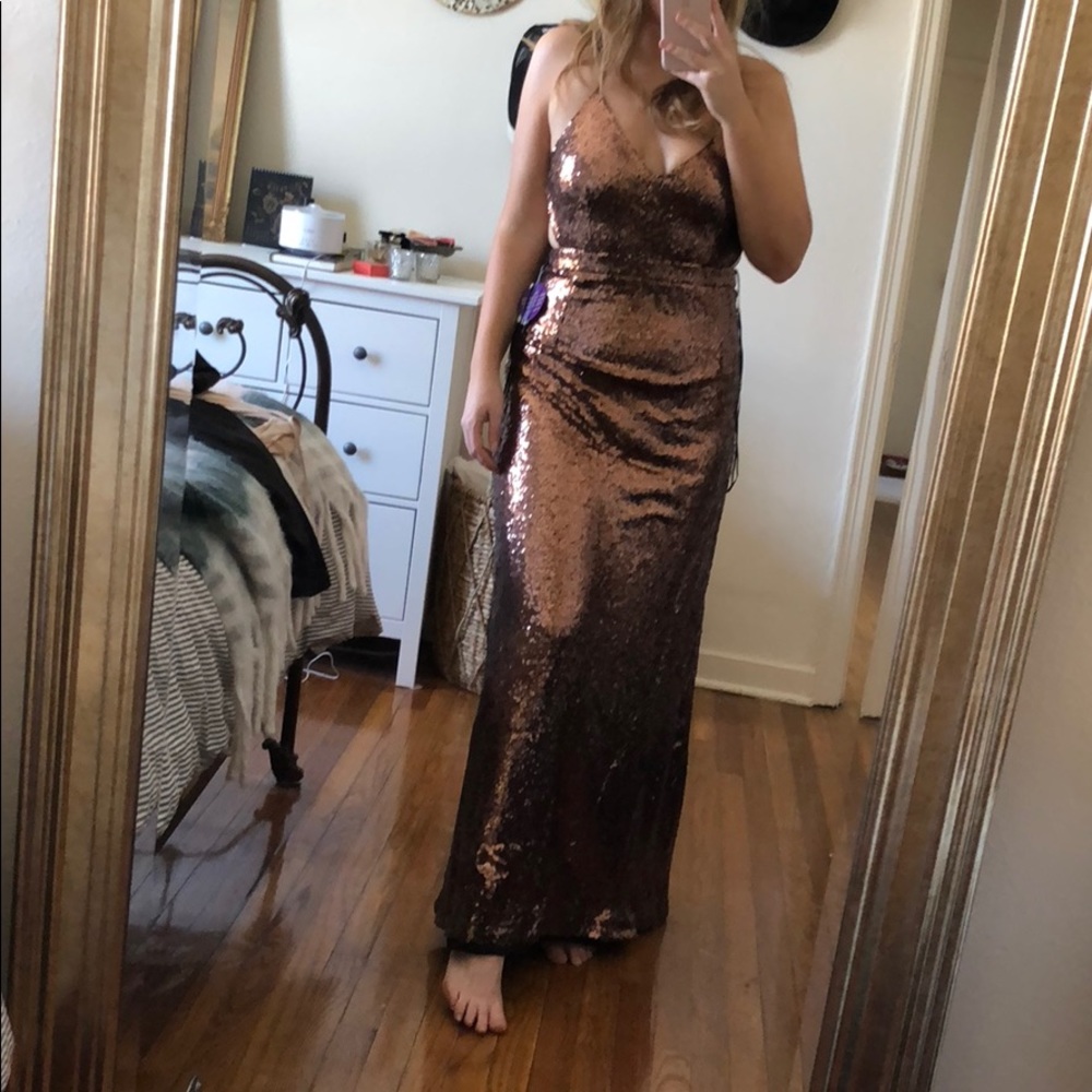 Brand new Windsor copper sequin evening dress